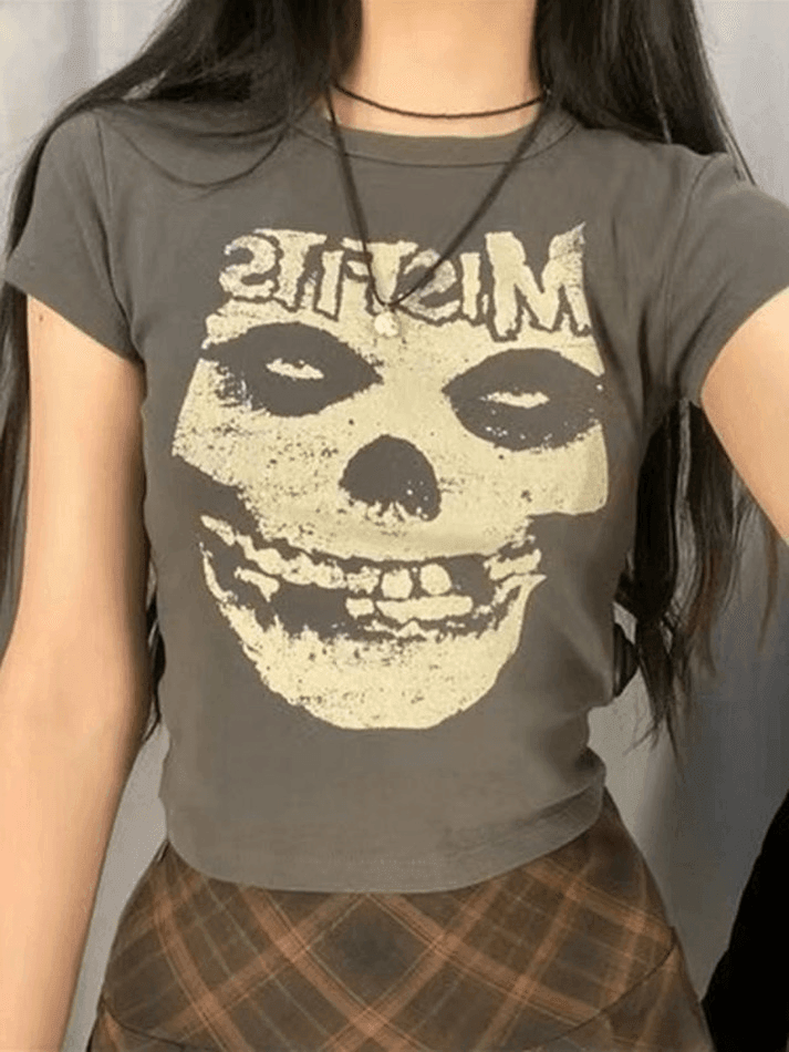 Mystic Skull Print Crop Top - AnotherChill