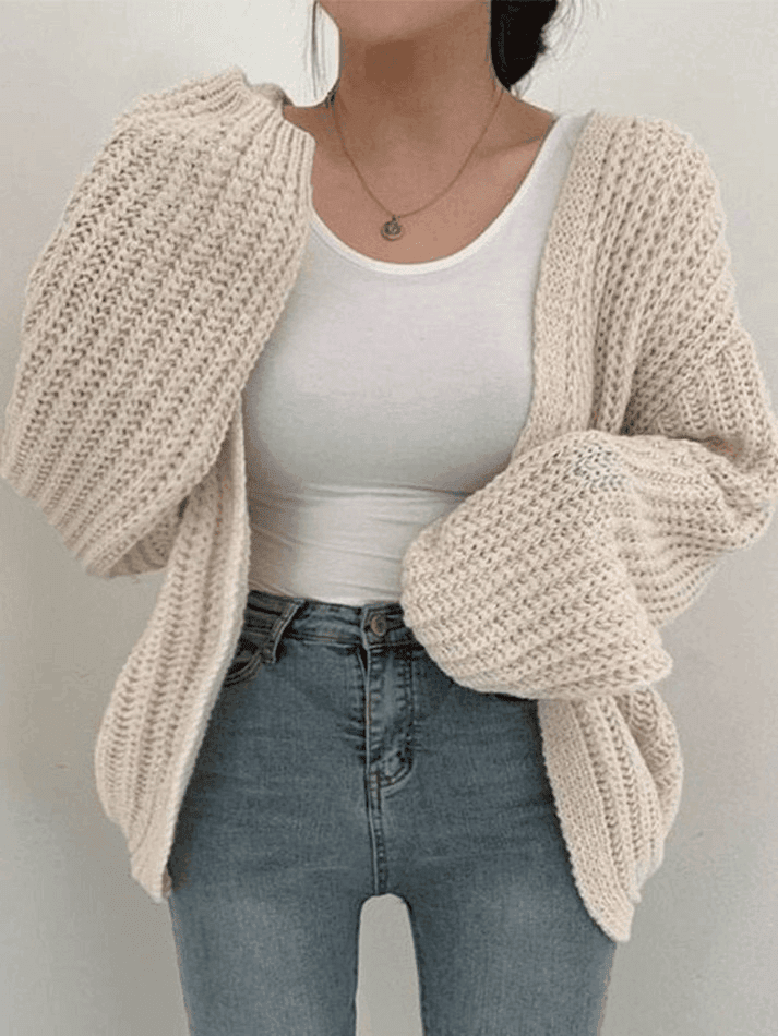 Open Front Long Sleeve Knit Cardigan - AnotherChill