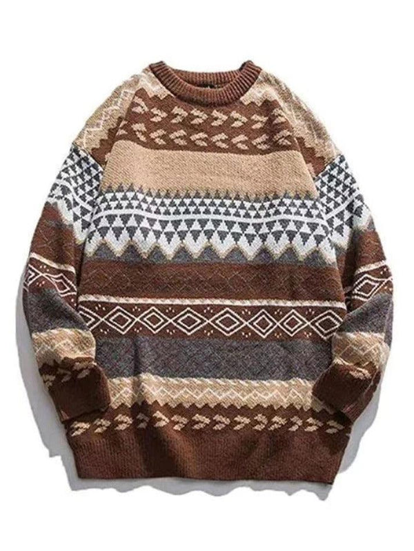 Oversized Mixed Jacquard Sweater - AnotherChill