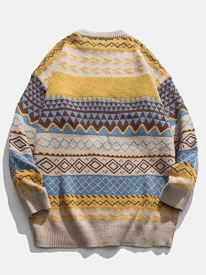 Oversized Mixed Jacquard Sweater - AnotherChill