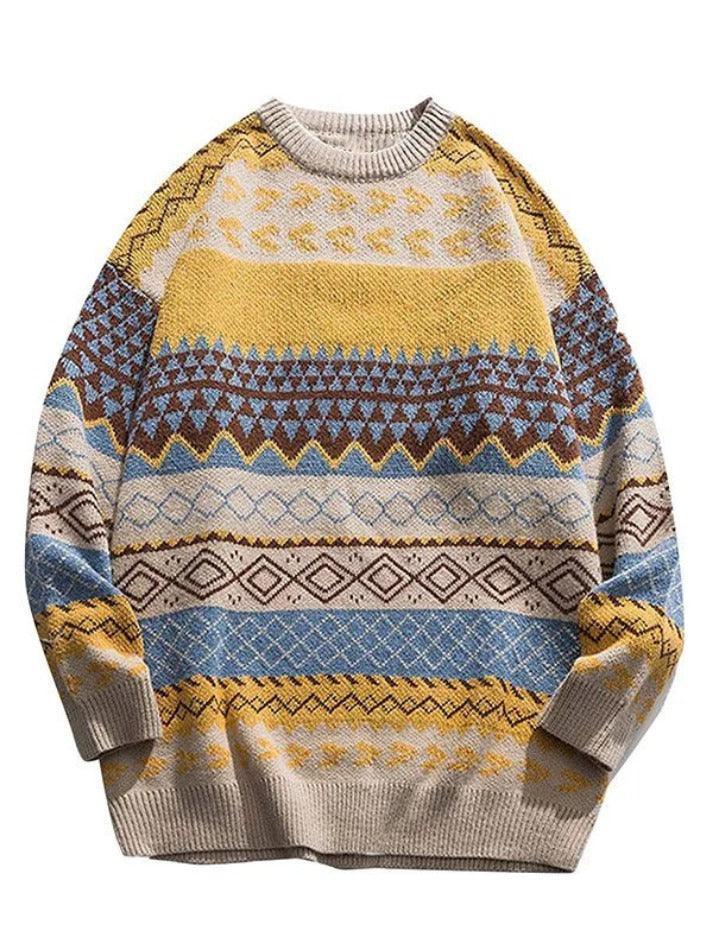 Oversized Mixed Jacquard Sweater - AnotherChill