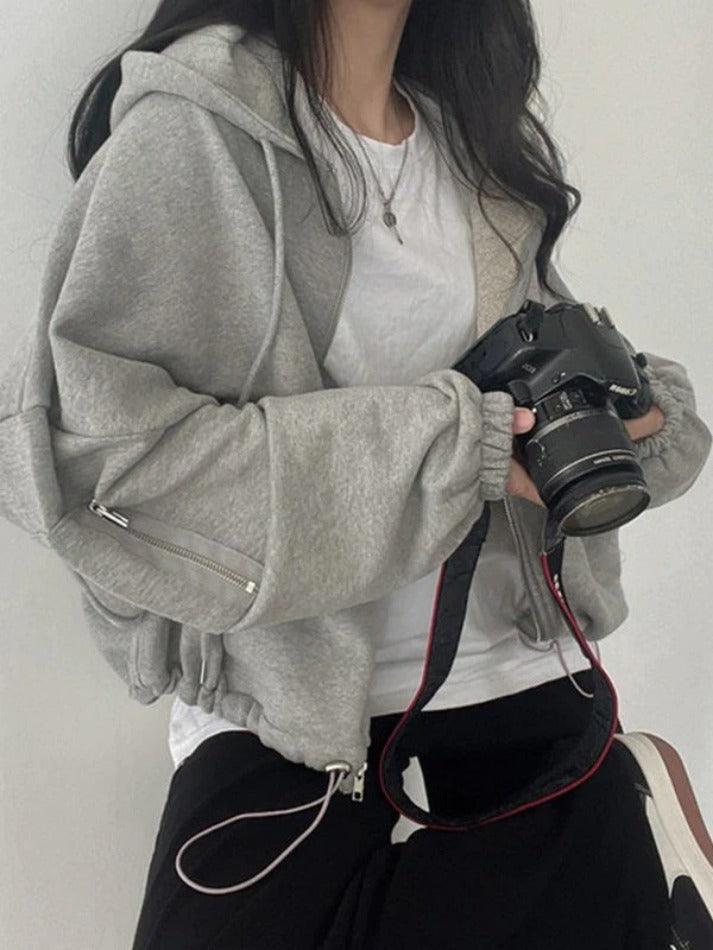 Oversized Zip Up Gray Hoodie - AnotherChill