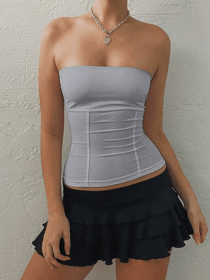 Paneled Solid Color Bandeau Top - AnotherChill