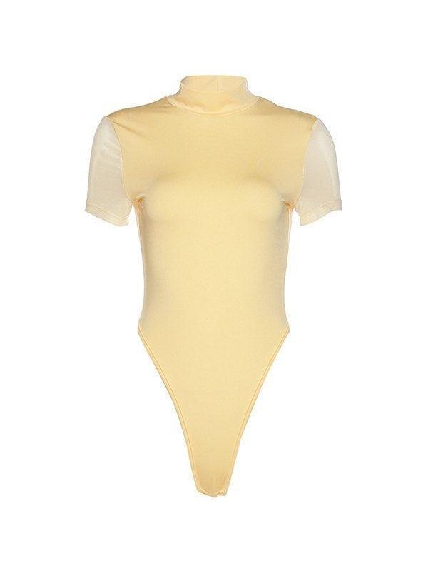 Patchwork Mesh Backless Bodysuit - AnotherChill