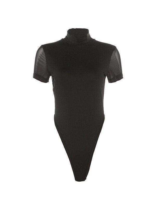Patchwork Mesh Backless Bodysuit - AnotherChill