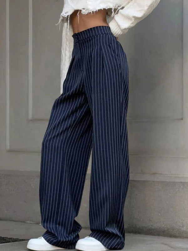 Pinstripe Print Tailored Pants - AnotherChill