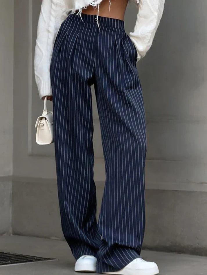 Pinstripe Print Tailored Pants - AnotherChill