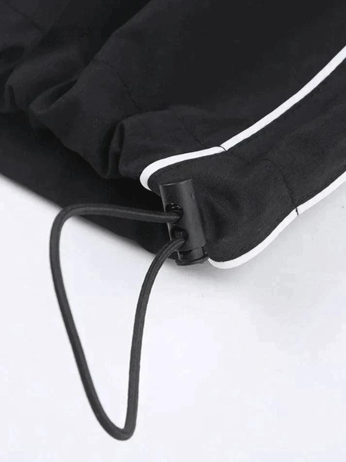 Piping Detail Black Baggy Sweatpants - AnotherChill