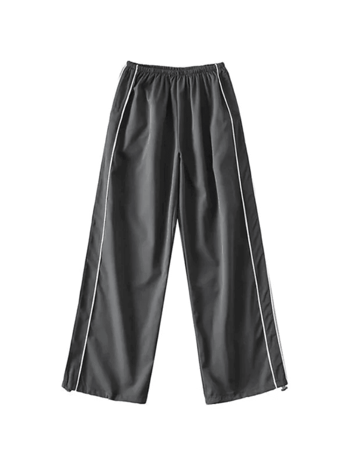 Piping Detail Wide Leg Track Pants - AnotherChill