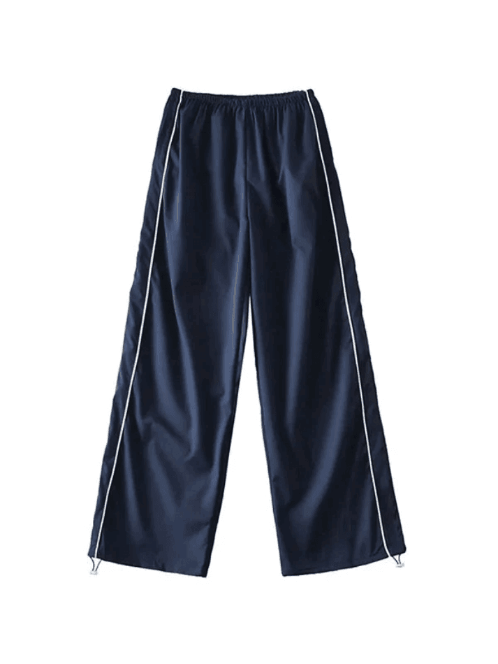 Piping Detail Wide Leg Track Pants - AnotherChill