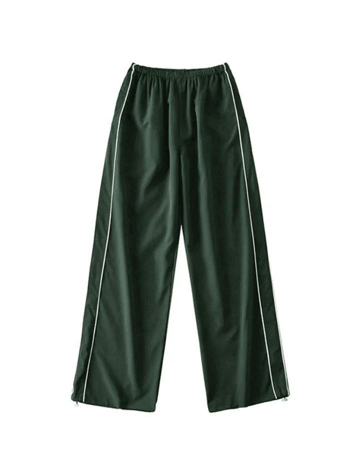 Piping Detail Wide Leg Track Pants - AnotherChill