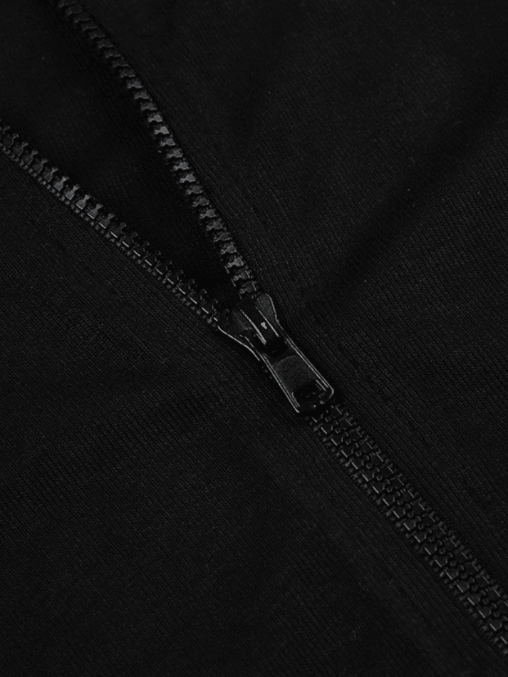 Piping Detail Zip-Up Crop Top - AnotherChill