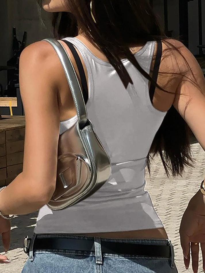 Plain Square Neck Casual Tank Top - AnotherChill