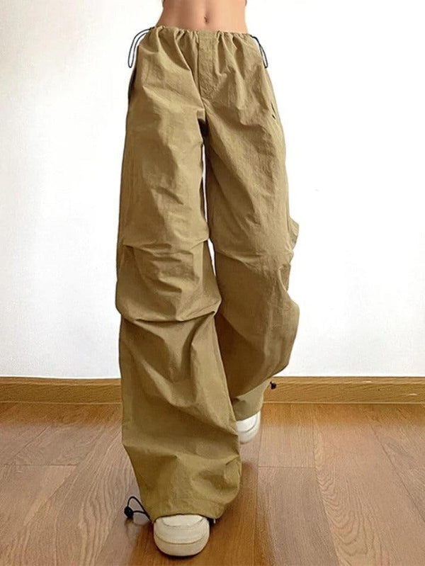 Pleated Drawstring Loose Cargo Pants - AnotherChill