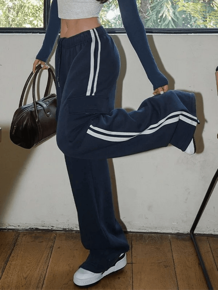 Pocket Side Stripe Baggy Sweatpants - AnotherChill