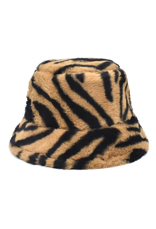 Printed Fuzzy Warm Bucket Hat - AnotherChill