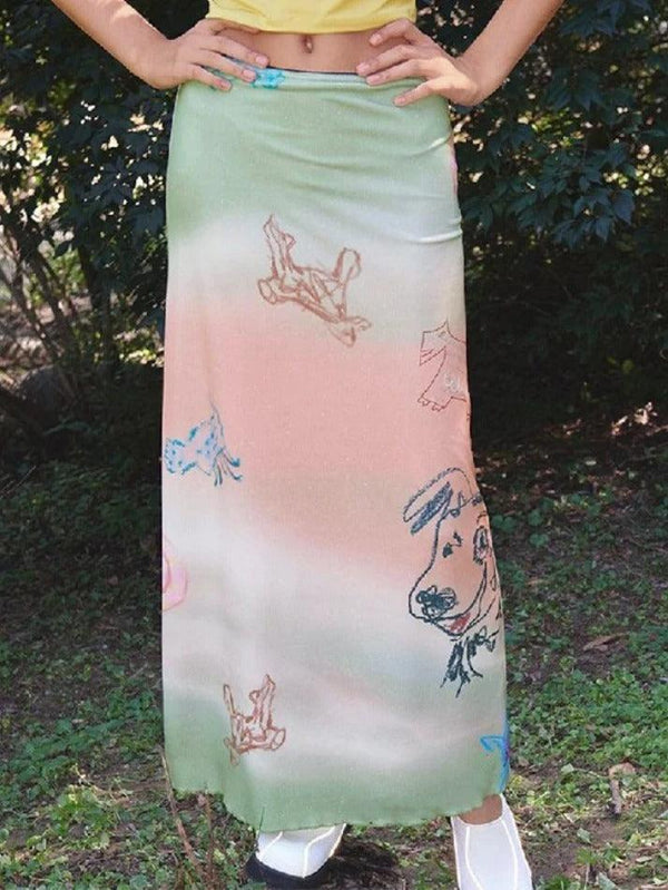 Printed Ombre Shift Skirt - AnotherChill