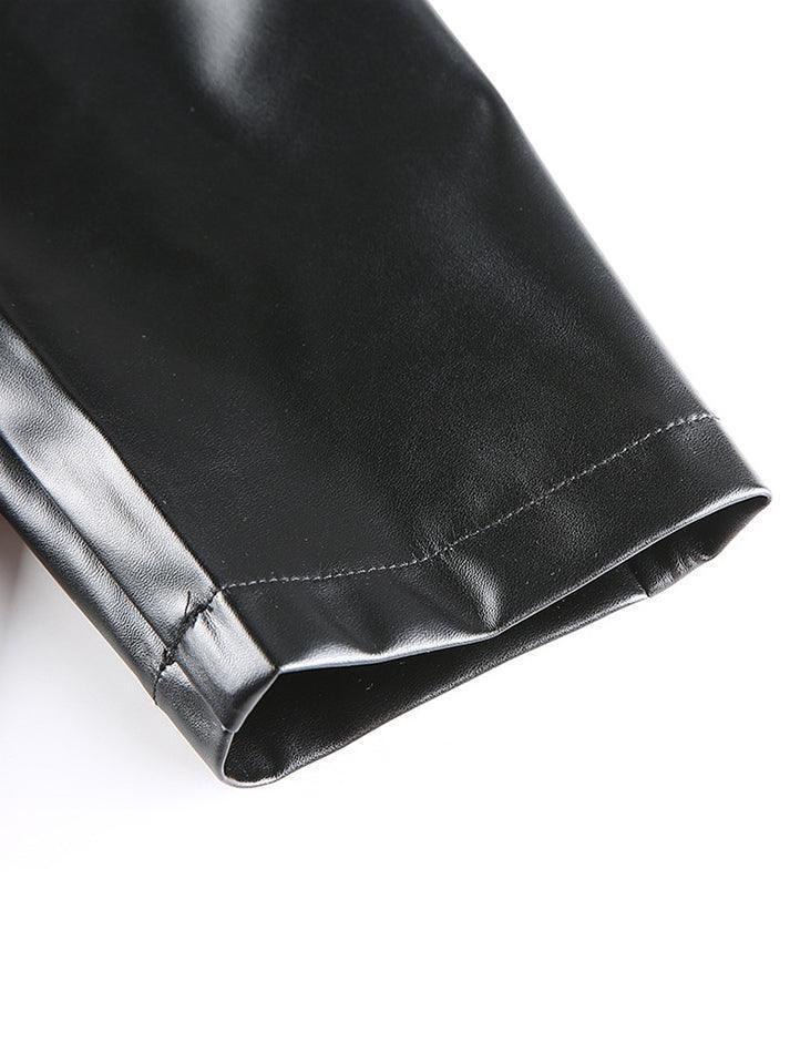 PU Leather Casual Blazer Jacket - AnotherChill