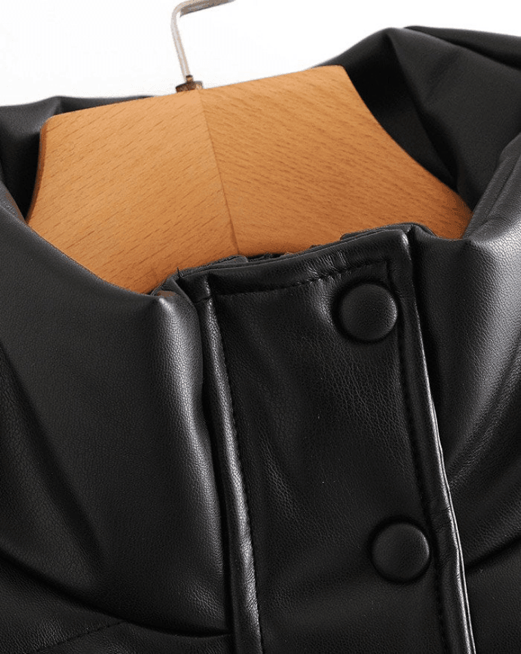 Puffer Jacket Pu Leather Puffer Jacket - AnotherChill