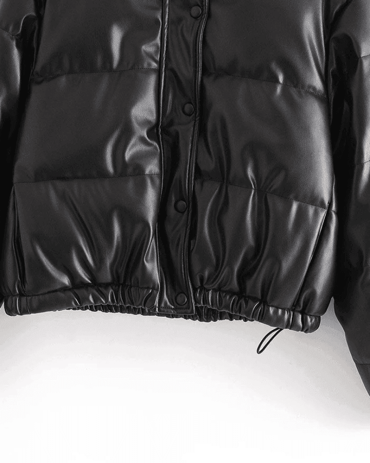 Puffer Jacket Pu Leather Puffer Jacket - AnotherChill