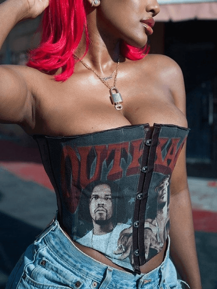 Punk Figure Graphic Corset Top - AnotherChill