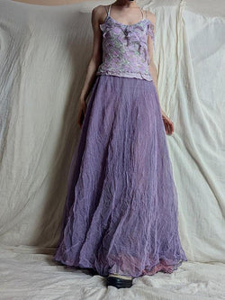 Purple Textured High-Waist A-Line Skirt - AnotherChill