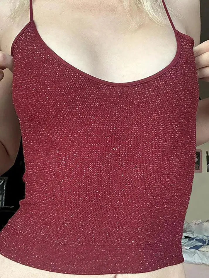 Red Sexy Sequin Tank Top - AnotherChill