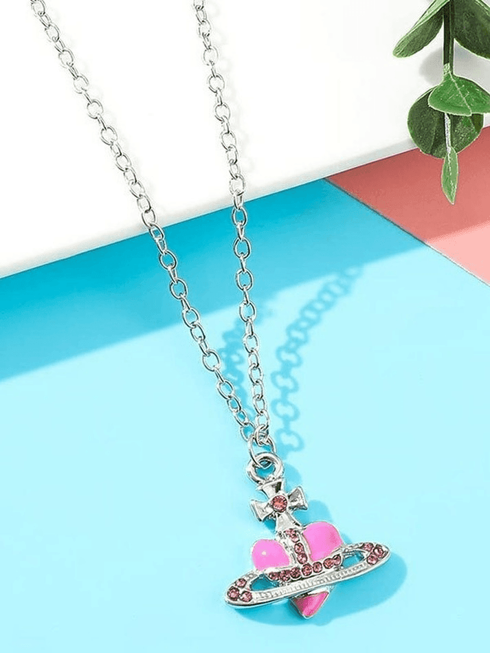 Rhinestone Cross Heart Pendant Necklace - AnotherChill