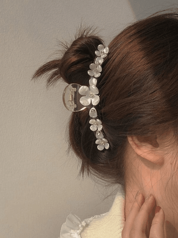 Rhinestone Decor Floral Hair Claw - AnotherChill