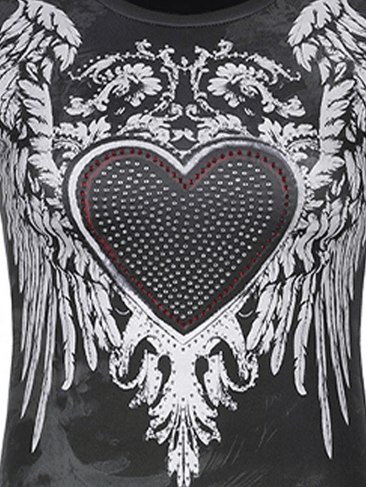 Rhinestone Heart Fairy Wing Graphic Tee - AnotherChill