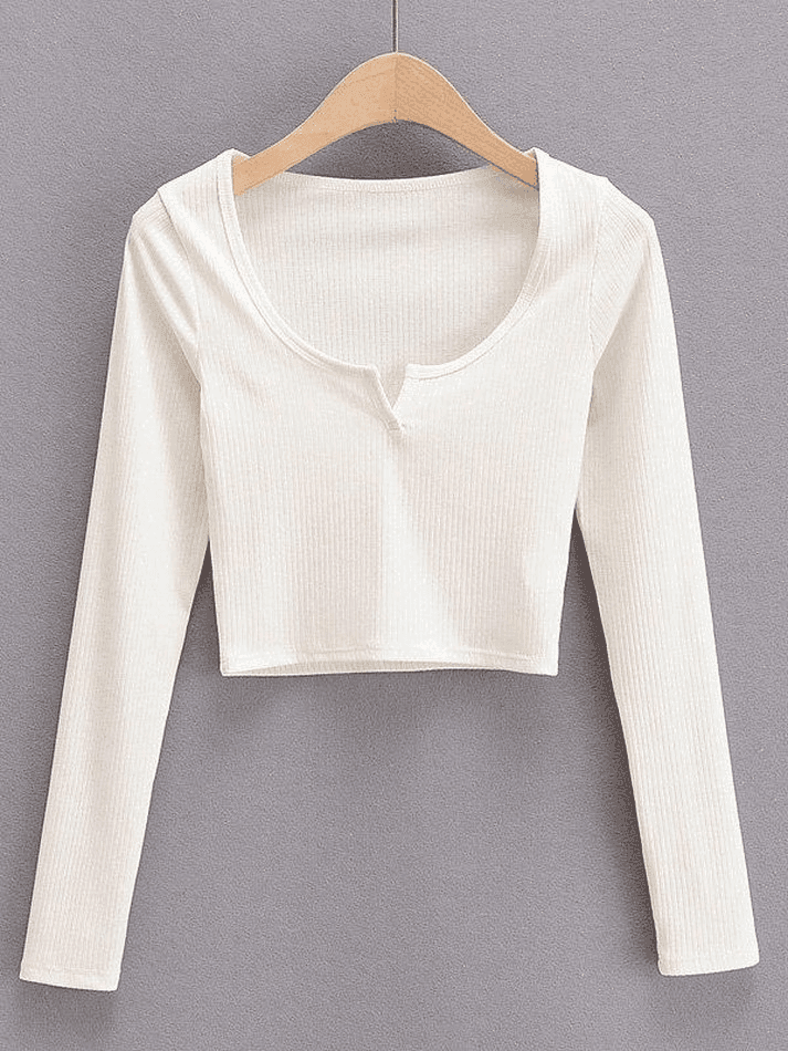 Rib Knit Long Sleeve Crop Top - AnotherChill