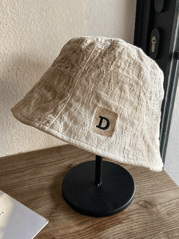 Ruched Letter Embroidery Bucket Hat - AnotherChill