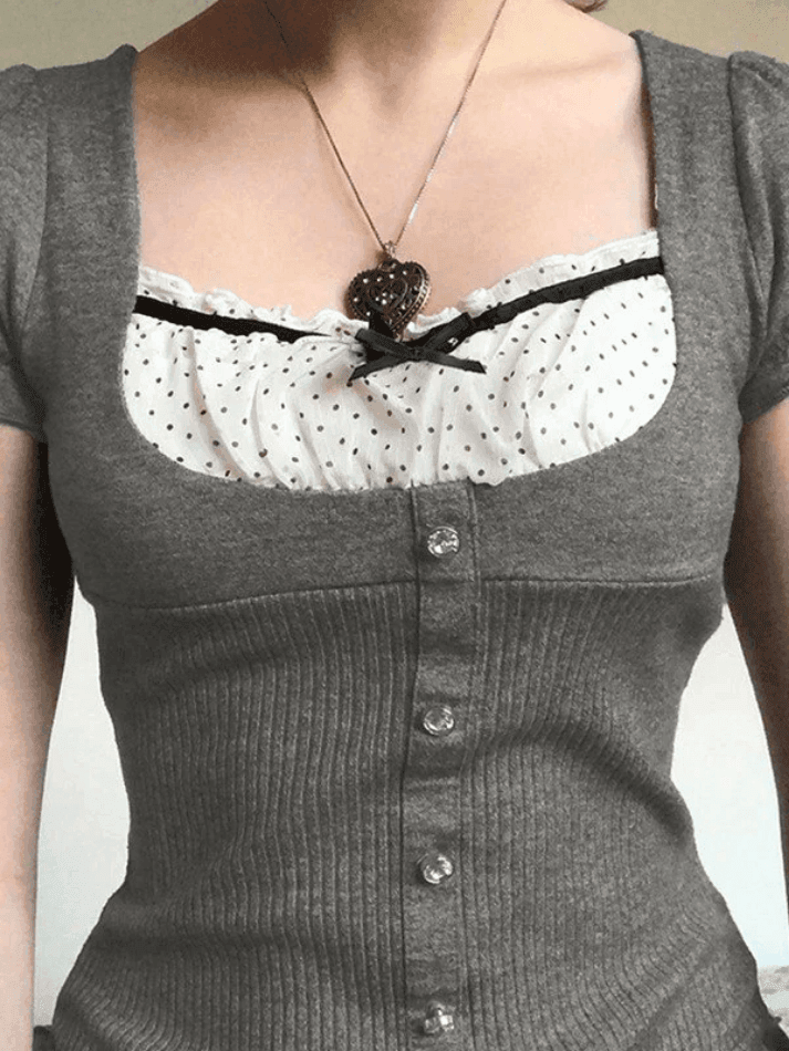 Ruffle Buttoned Knit Top - AnotherChill