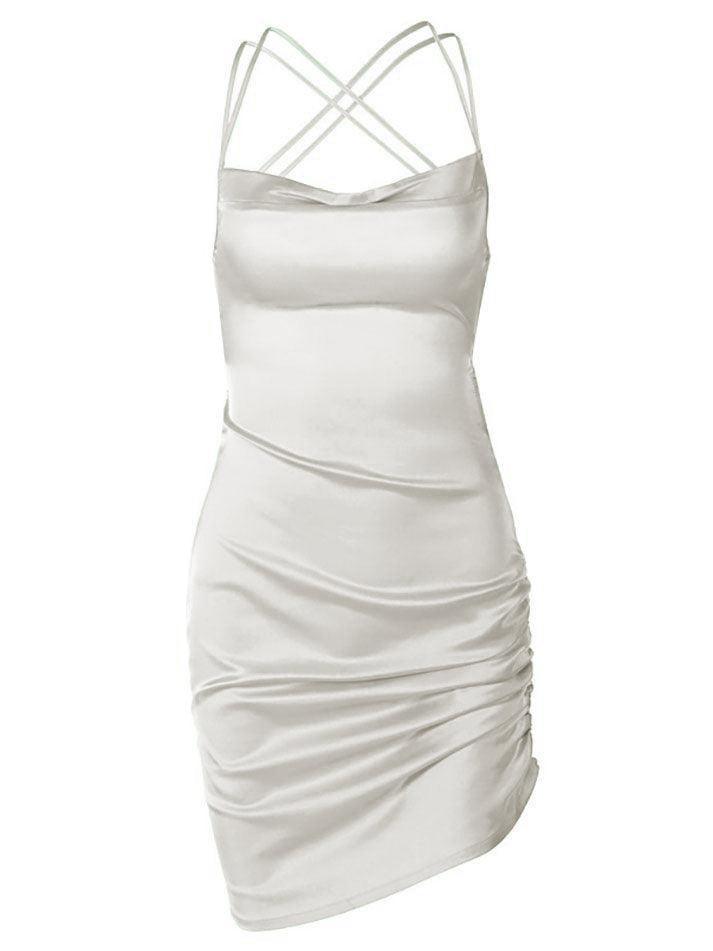 Satin Cross Back Mini Dress - AnotherChill