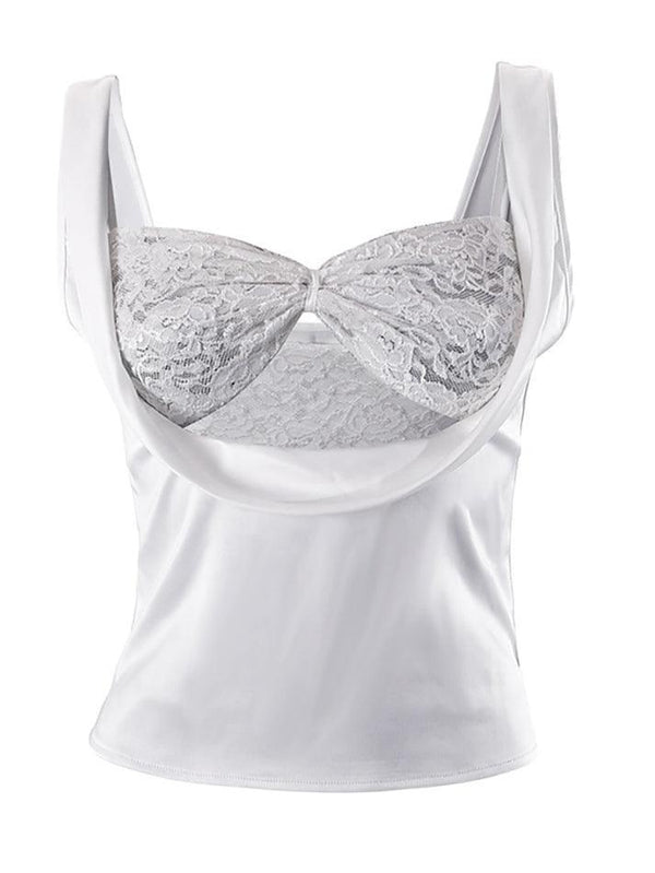 Satin Draped Lace Bralette Top - AnotherChill