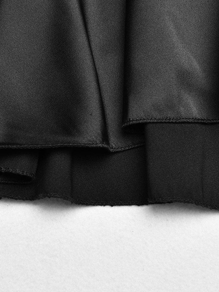 Satin Long Sleeve Buttoned Crop Blouse - AnotherChill