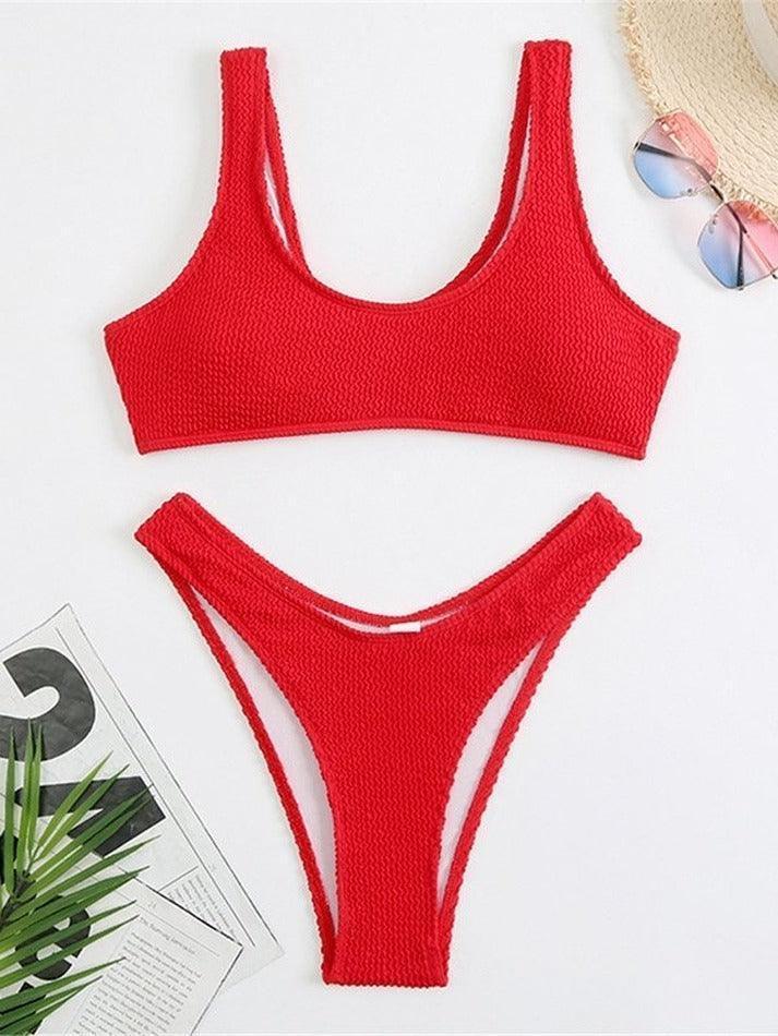 Scoop Neck Smocked Bikini Set - AnotherChill