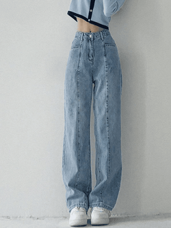 Seam Detail Washed Boyfriend Jeans - AnotherChill