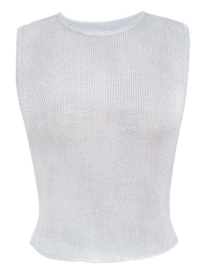 Semi Sheer Metallic Tank Top - AnotherChill