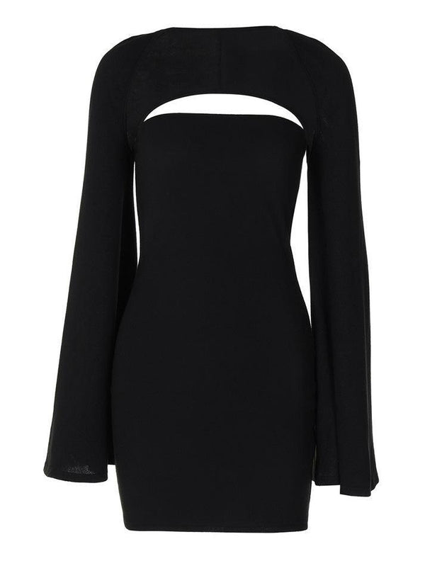 Shoulder Cape Long Sleeve Strapless Bodycon Dress - AnotherChill