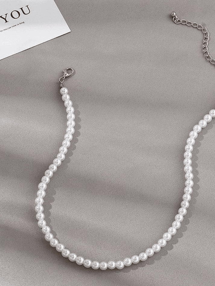 Simple Faux Pearl Necklace - AnotherChill