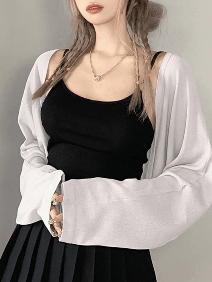 Simple Long Sleeve Cropped Shrug Cardigan - AnotherChill