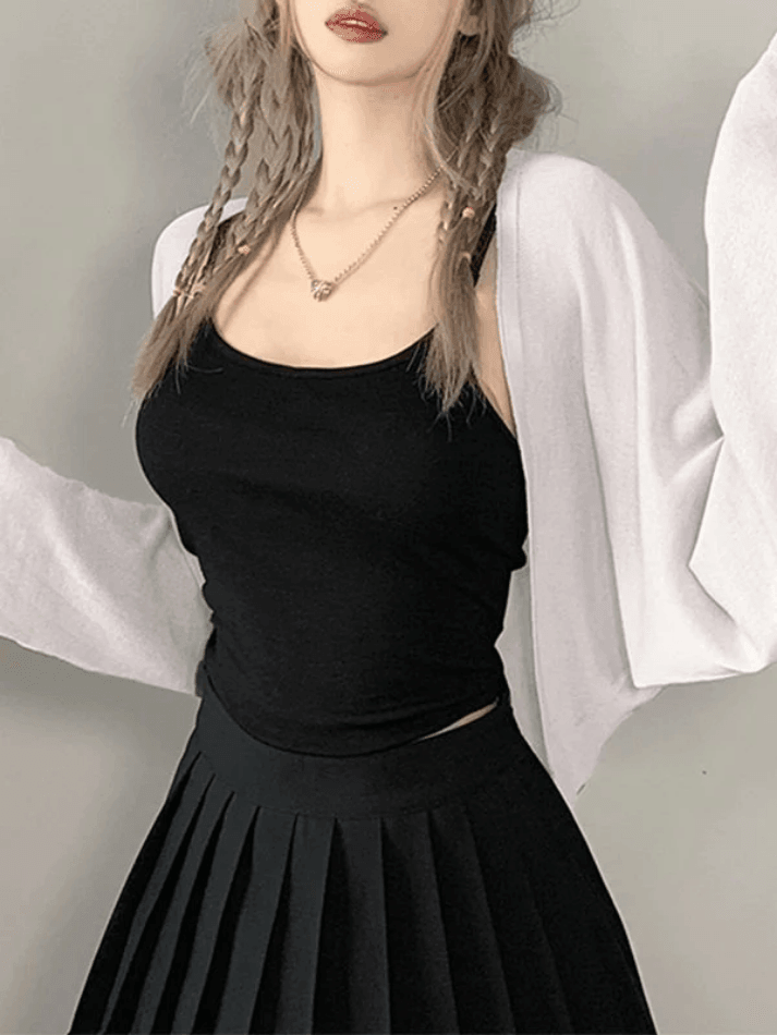 Simple Long Sleeve Cropped Shrug Cardigan - AnotherChill