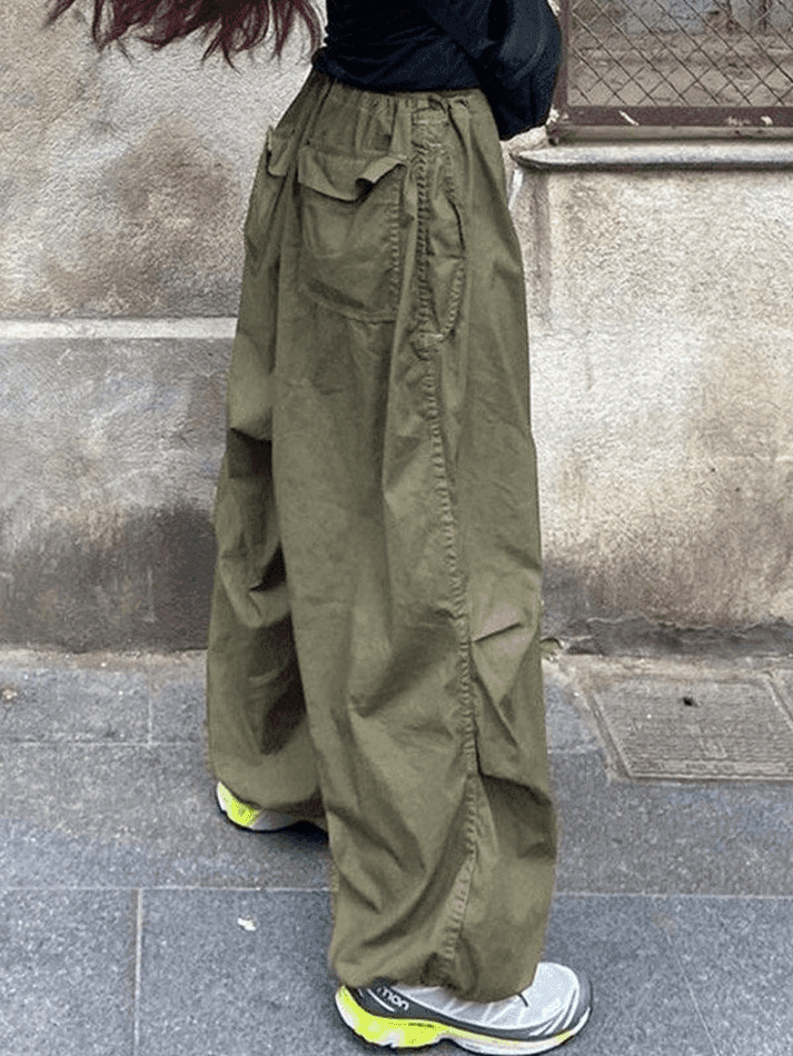 Size Friendly Low Waist Parachute Cargo Pants - AnotherChill