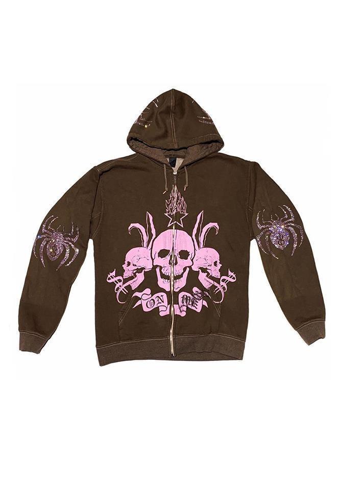 Skeleton Graphic Zip-Up Oversized Hoodie - AnotherChill