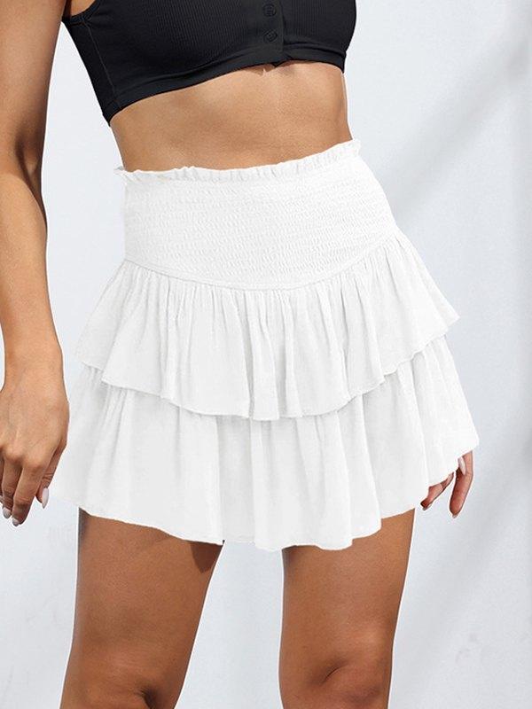 Smock Tiered Ruffle Mini Skirt - AnotherChill