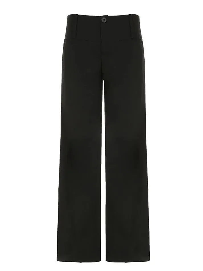 Solid Color Basic Low-Rise Wide-Leg Pants - AnotherChill