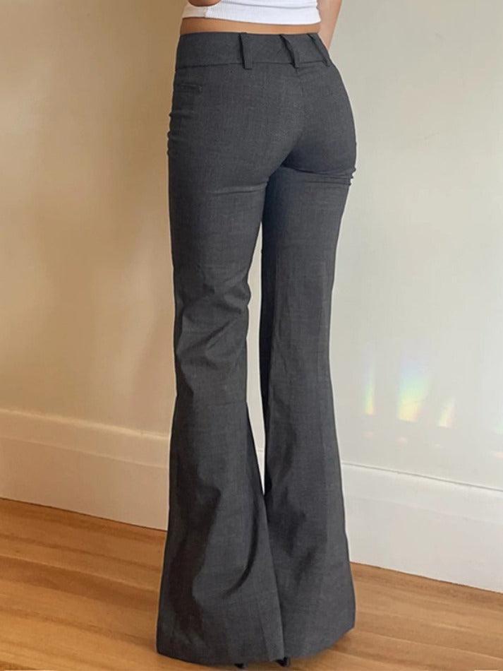 Solid Color Pleated Flare Leg Pants - AnotherChill