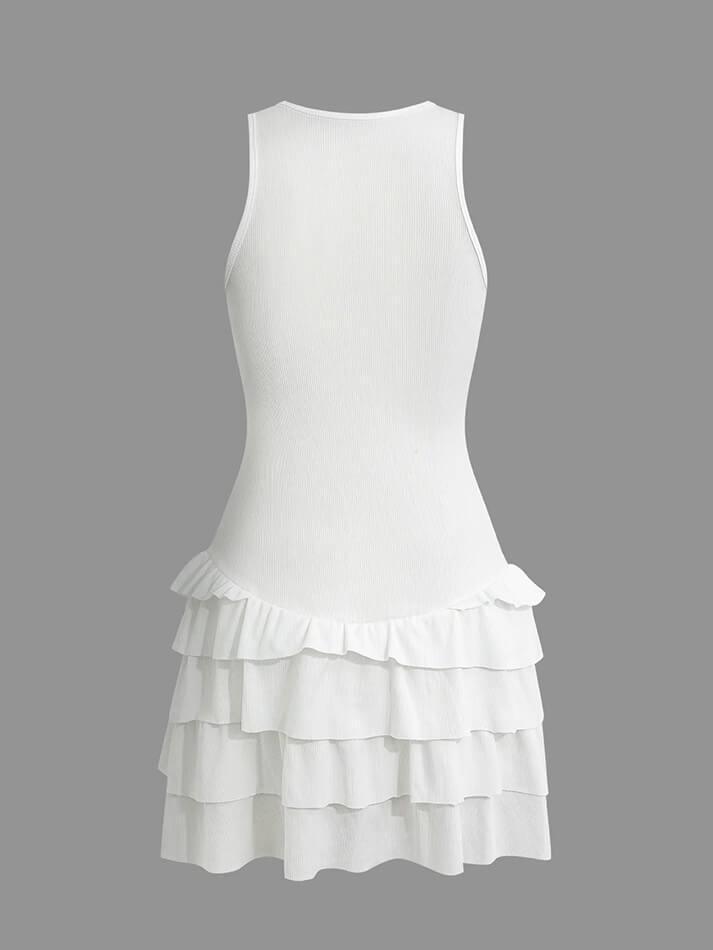 Solid Sleeveless Ruffle Hem Tank Mini Dress - AnotherChill