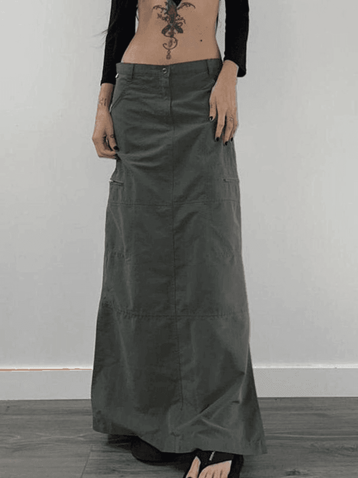 Split Y2K Low Waist Cargo Skirt - AnotherChill